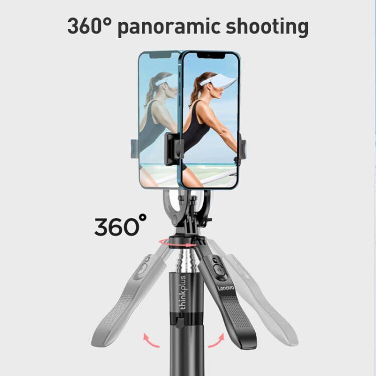 Lenovo Thinkplus H18B Flagship Stainless Steel Bluetooth Selfie Stick with Dual Fill Light, 1.8m(Black)