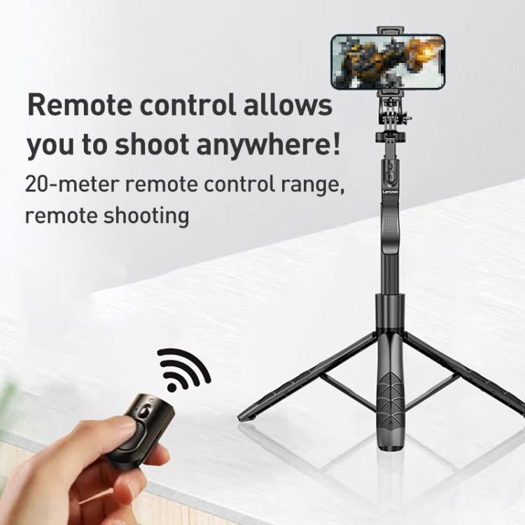 Lenovo Thinkplus H18B Flagship Stainless Steel Bluetooth Selfie Stick with Dual Fill Light, 1.8m(Black)