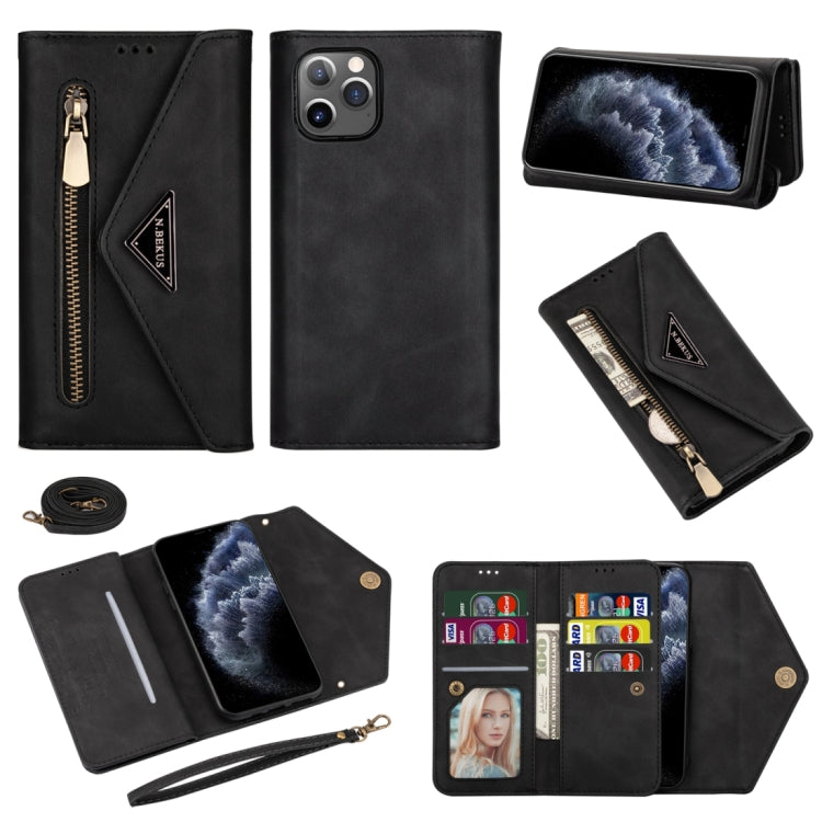 Skin Feel Zipper Horizontal Flip Leather Case with Holder & Card Slots & Photo Frame & Lanyard & Long Rope, For iPhone 11, For iPhone 11 Pro, For iPhone 11 Pro Max, For iPhone XS / X