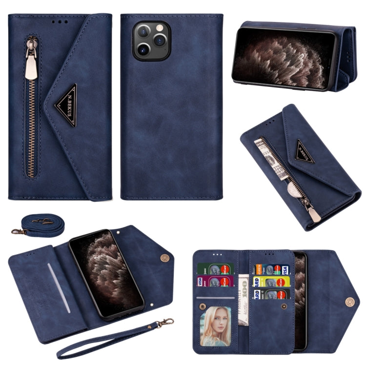 Skin Feel Zipper Horizontal Flip Leather Case with Holder & Card Slots & Photo Frame & Lanyard & Long Rope, For iPhone 11, For iPhone 11 Pro, For iPhone 11 Pro Max, For iPhone XS / X