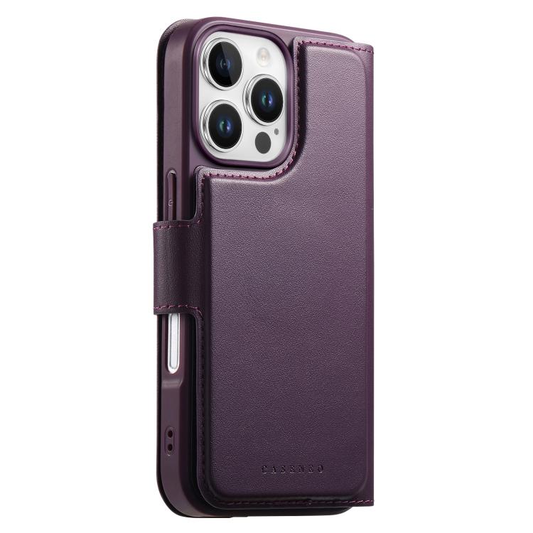 For iPhone 16 Pro CaseNeo Finger Grip Strap MagSafe Leather Phone Case(Purple)