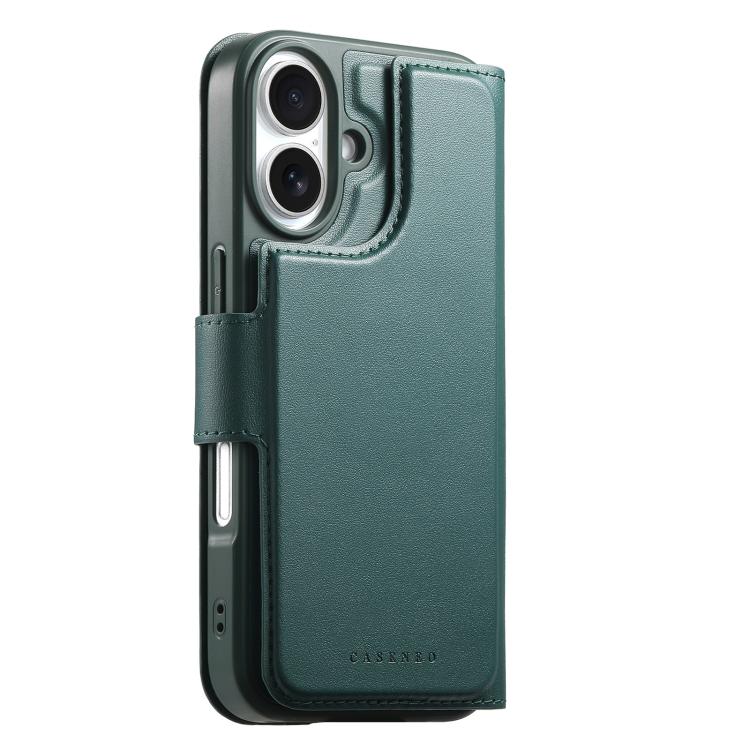 For iPhone 16 CaseNeo Finger Grip Strap MagSafe Leather Phone Case(Green)