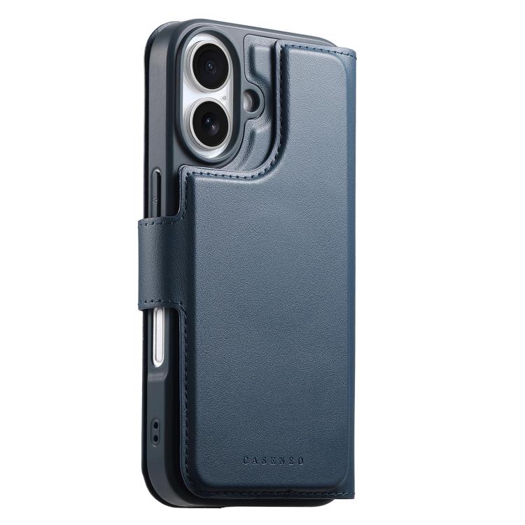 For iPhone 16 CaseNeo Finger Grip Strap MagSafe Leather Phone Case(Blue)