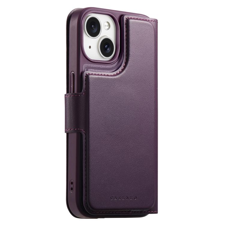 For iPhone 15 Plus / 14 Plus CaseNeo Finger Grip Strap MagSafe Leather Phone Case(Purple)
