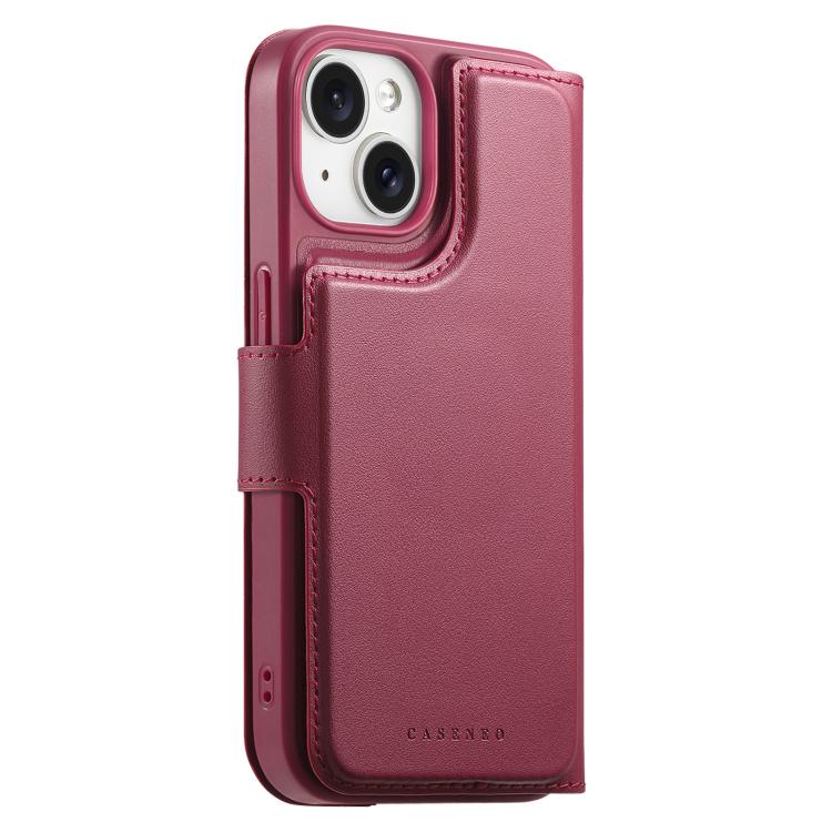 For iPhone 15 Plus / 14 Plus CaseNeo Finger Grip Strap MagSafe Leather Phone Case(Red)
