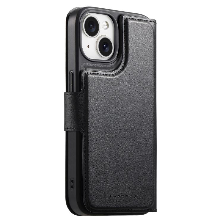 For iPhone 15 CaseNeo Finger Grip Strap MagSafe Leather Phone Case(Black)