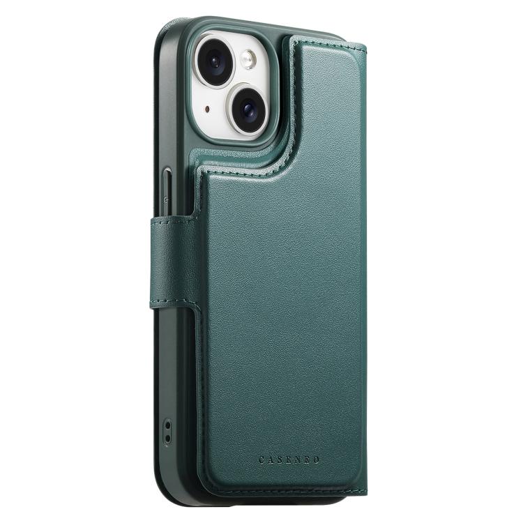 For iPhone 15 CaseNeo Finger Grip Strap MagSafe Leather Phone Case(Green)