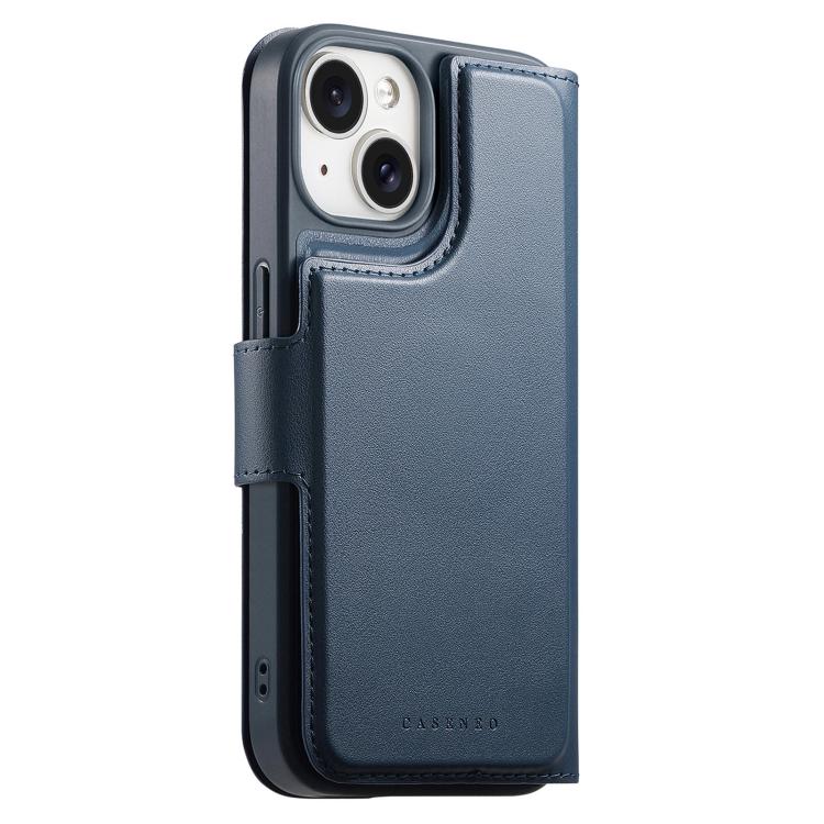 For iPhone 14 / 13 CaseNeo Finger Grip Strap MagSafe Leather Phone Case(Blue)