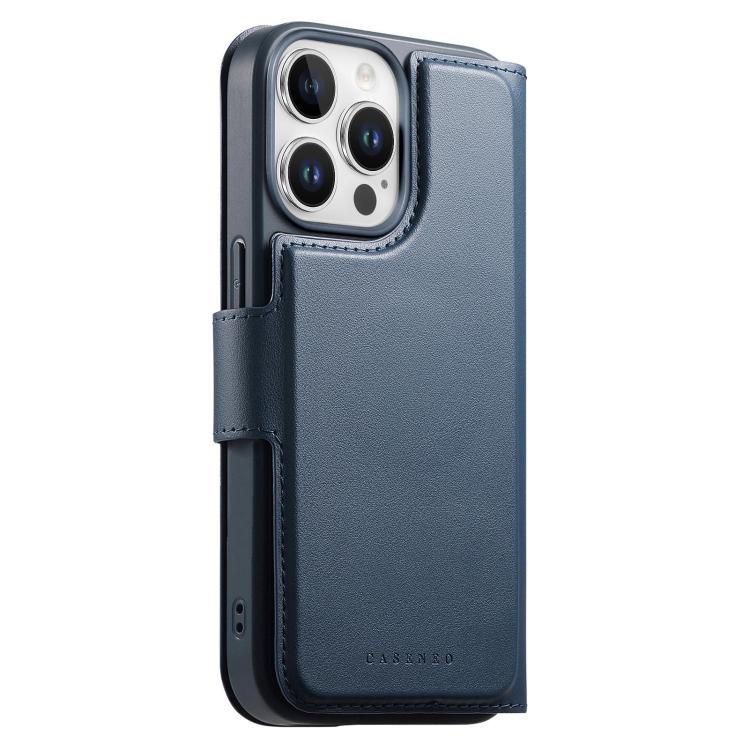 For iPhone 14 Pro CaseNeo Finger Grip Strap MagSafe Leather Phone Case(Blue)