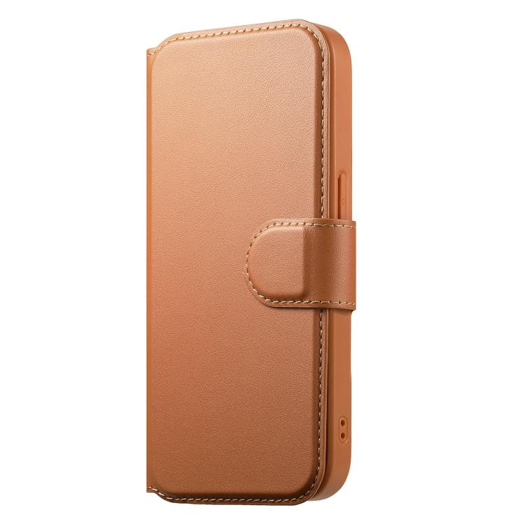 For iPhone 13 Pro CaseNeo Finger Grip Strap MagSafe Leather Phone Case(Brown)