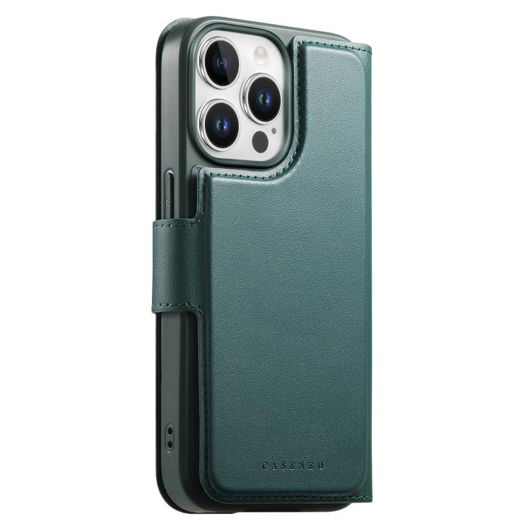 For iPhone 13 Pro CaseNeo Finger Grip Strap MagSafe Leather Phone Case(Green)