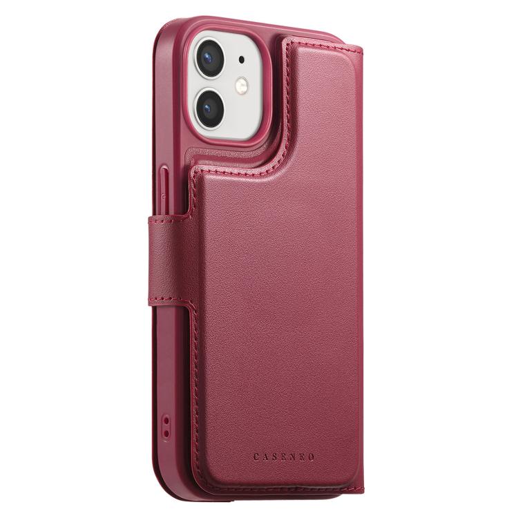 For iPhone 12 / 12 Pro CaseNeo Finger Grip Strap MagSafe Leather Phone Case(Red)