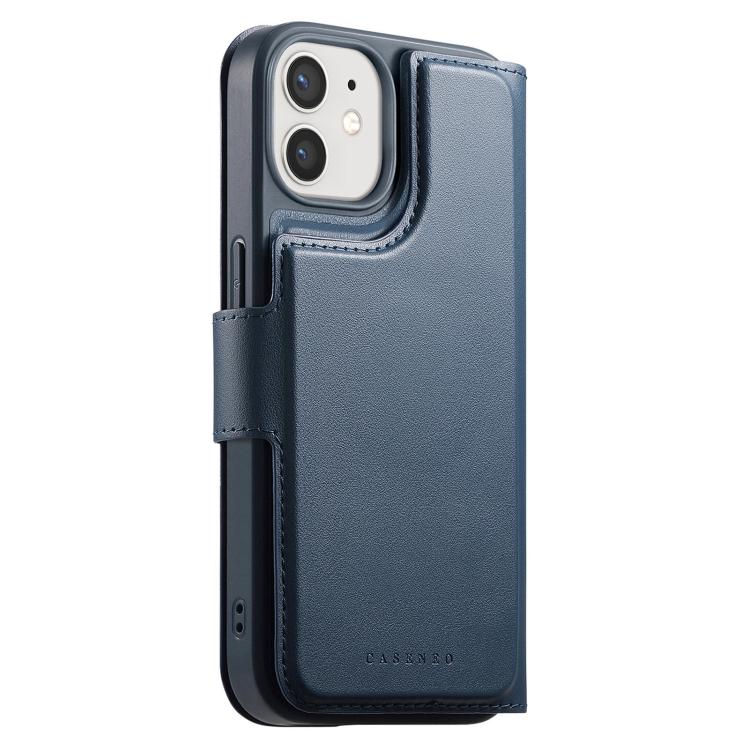 For iPhone 12 / 12 Pro CaseNeo Finger Grip Strap MagSafe Leather Phone Case(Blue)