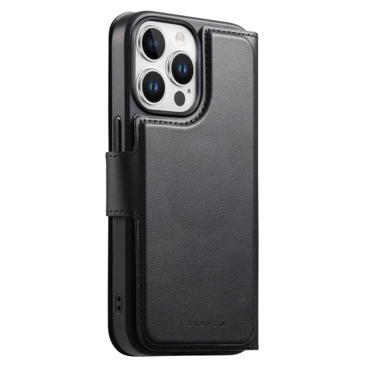 For iPhone 12 Pro Max CaseNeo Finger Grip Strap MagSafe Leather Phone Case(Black)