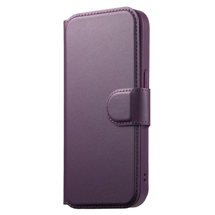 For iPhone 12 Pro Max CaseNeo Finger Grip Strap MagSafe Leather Phone Case(Purple)