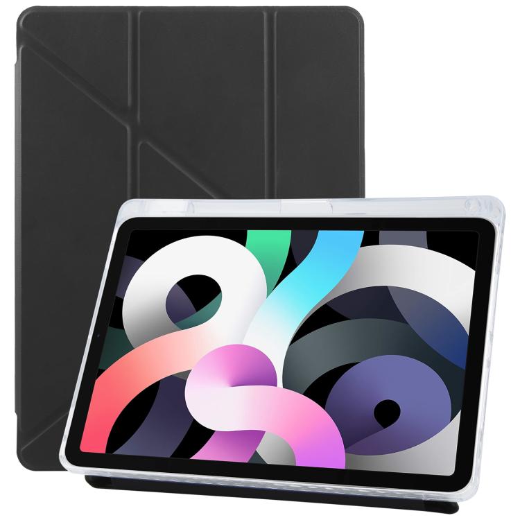 For iPad Air 2022 / 2020 10.9 ZGA Genre Series Y-Fold Leather Tablet Case with Pen Slot(Black)