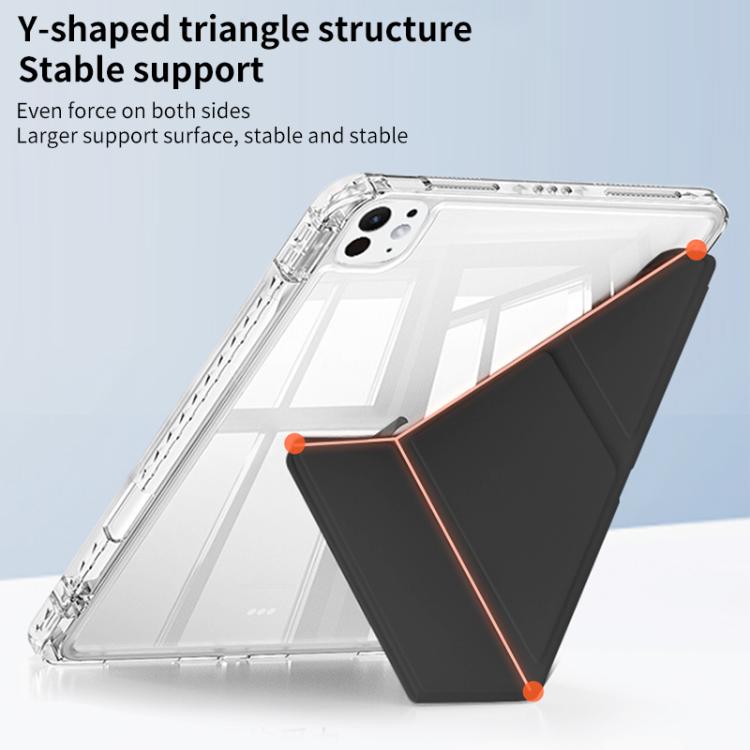 For iPad Pro 11 2022 / 2021 ZGA Genre Series Y-Fold Leather Tablet Case with Pen Slot(Pink)