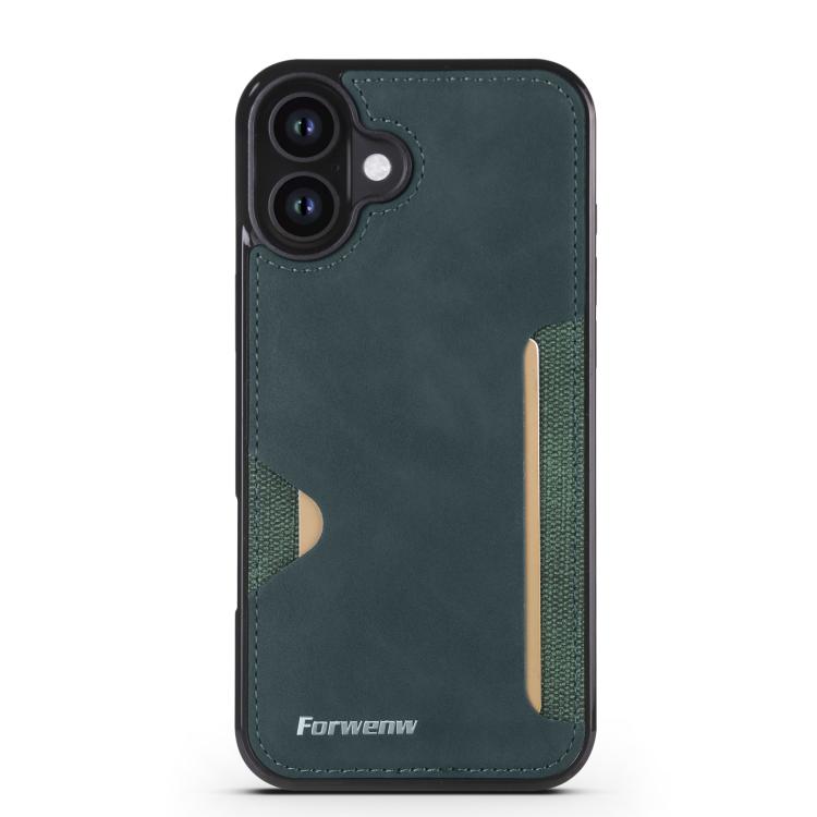 For iPhone 16 Plus Forwenw F5 Series Integrated Card Bag Phone Case(Green)