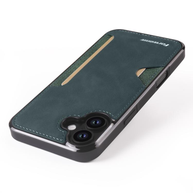 For iPhone 16 Plus Forwenw F5 Series Integrated Card Bag Phone Case(Green)