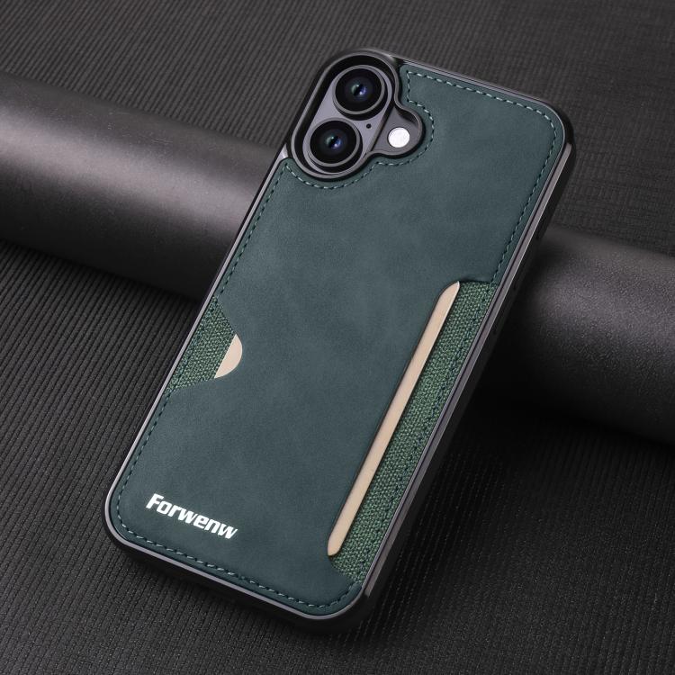 For iPhone 16 Plus Forwenw F5 Series Integrated Card Bag Phone Case(Green)