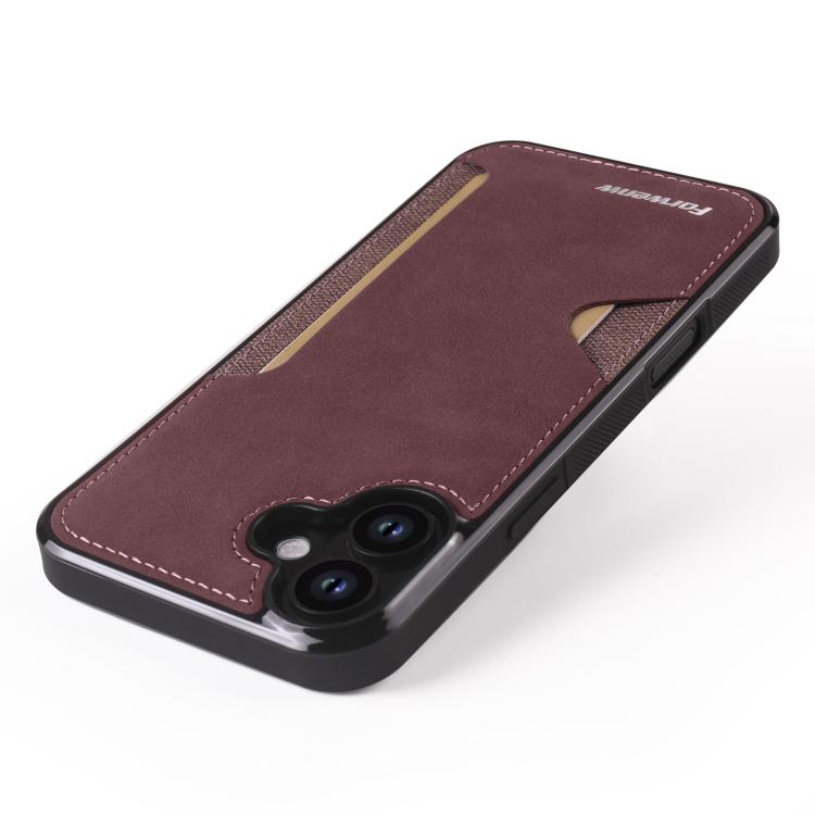 For iPhone 16 Plus Forwenw F5 Series Integrated Card Bag Phone Case(Red)