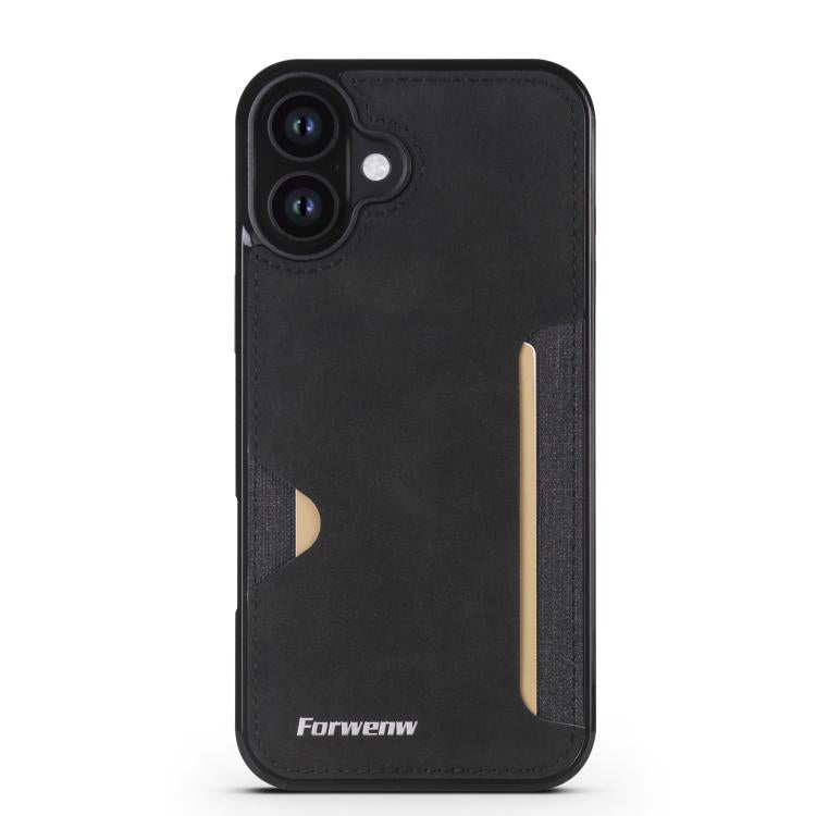 For iPhone 16 Forwenw F5 Series Integrated Card Bag Phone Case(Black)