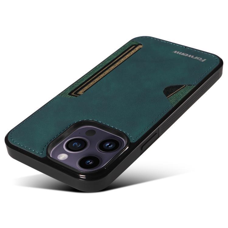 For iPhone 14 Pro Max Forwenw F5 Series Integrated Card Bag Phone Case(Green)