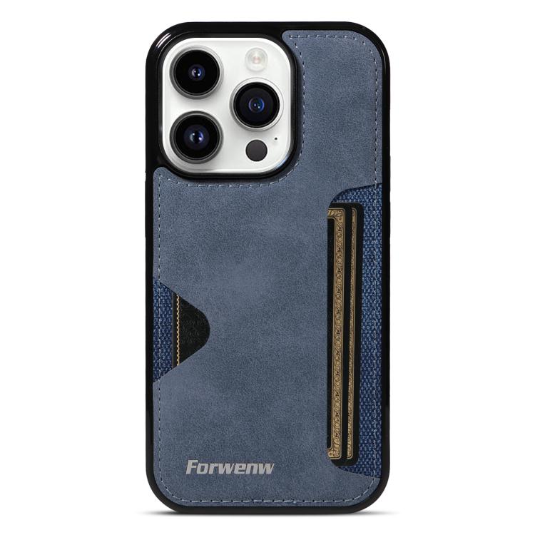 For iPhone 14 Pro Forwenw F5 Series Integrated Card Bag Phone Case(Blue)