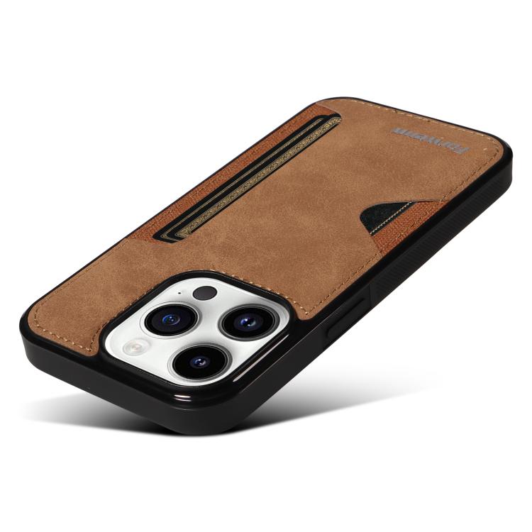 For iPhone 14 Pro Forwenw F5 Series Integrated Card Bag Phone Case(Brown)