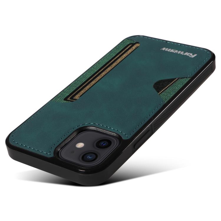 For iPhone 12 Forwenw F5 Series Integrated Card Bag Phone Case(Green)