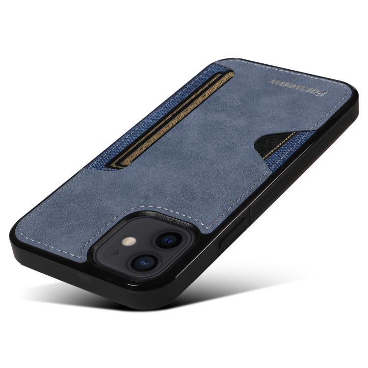 For iPhone 12 Forwenw F5 Series Integrated Card Bag Phone Case(Blue)