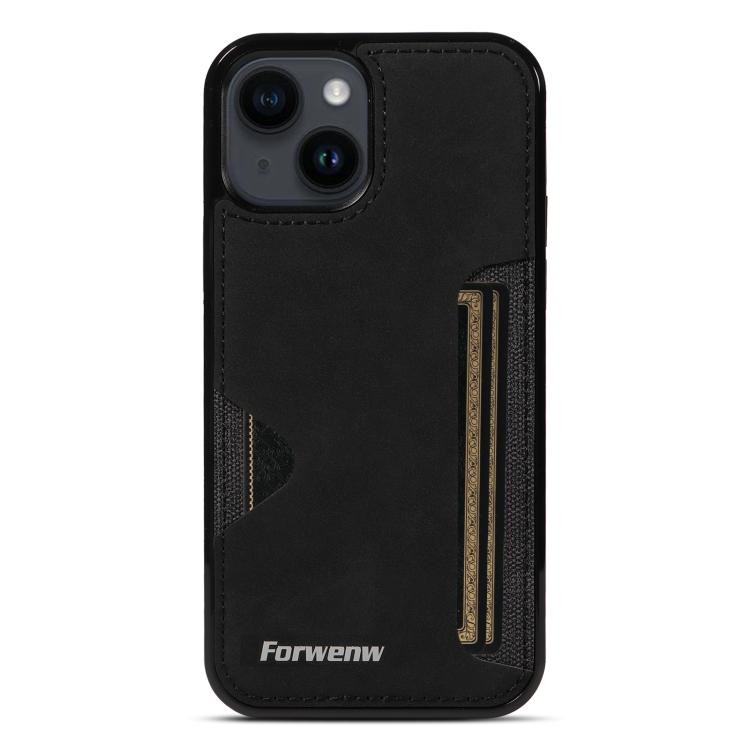 For iPhone 14 Forwenw F5 Series Integrated Card Bag Phone Case(Black)