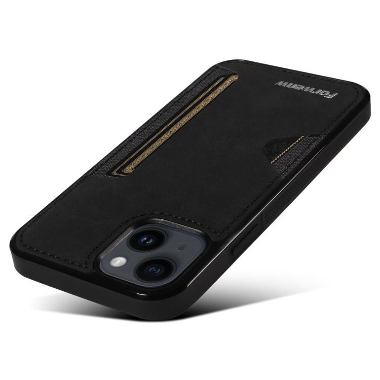 For iPhone 14 Forwenw F5 Series Integrated Card Bag Phone Case(Black)