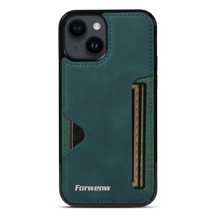 For iPhone 14 Forwenw F5 Series Integrated Card Bag Phone Case(Green)