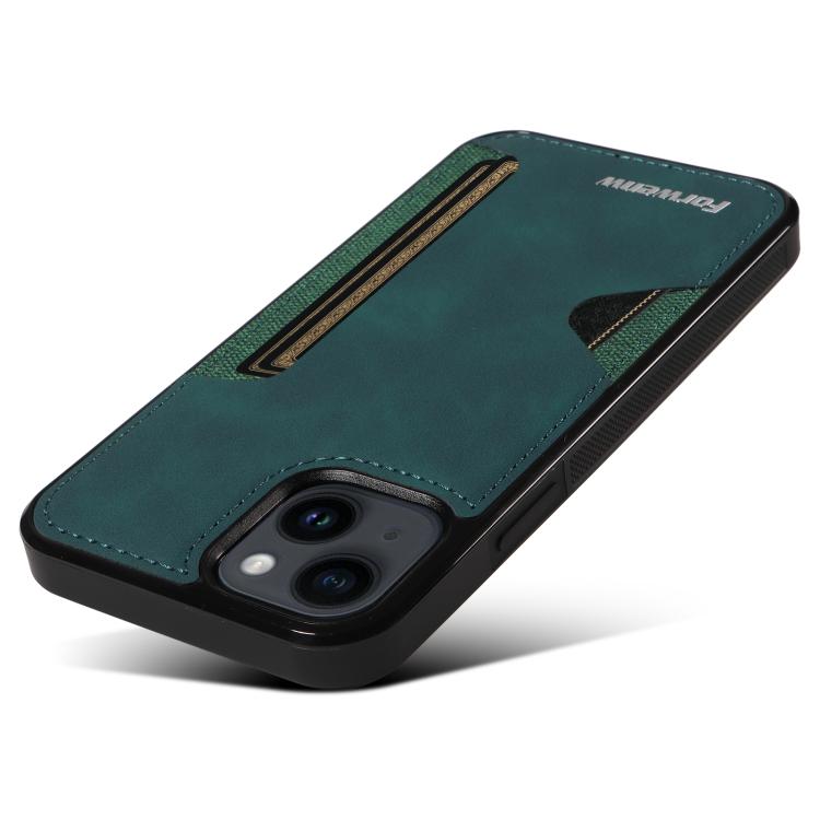 For iPhone 14 Forwenw F5 Series Integrated Card Bag Phone Case(Green)