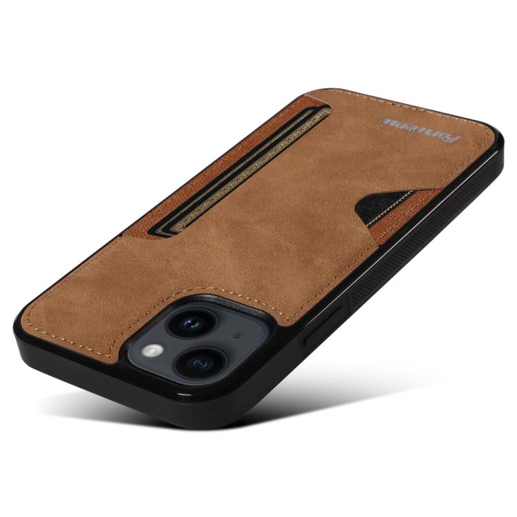 For iPhone 14 Forwenw F5 Series Integrated Card Bag Phone Case(Brown)