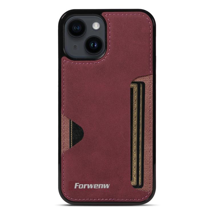 For iPhone 14 Forwenw F5 Series Integrated Card Bag Phone Case(Red)