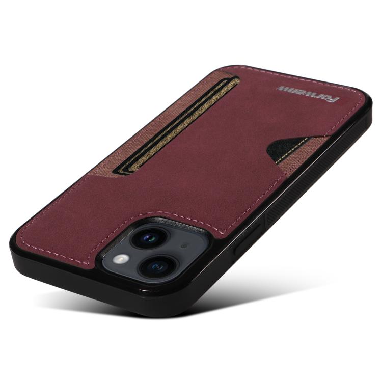 For iPhone 14 Forwenw F5 Series Integrated Card Bag Phone Case(Red)