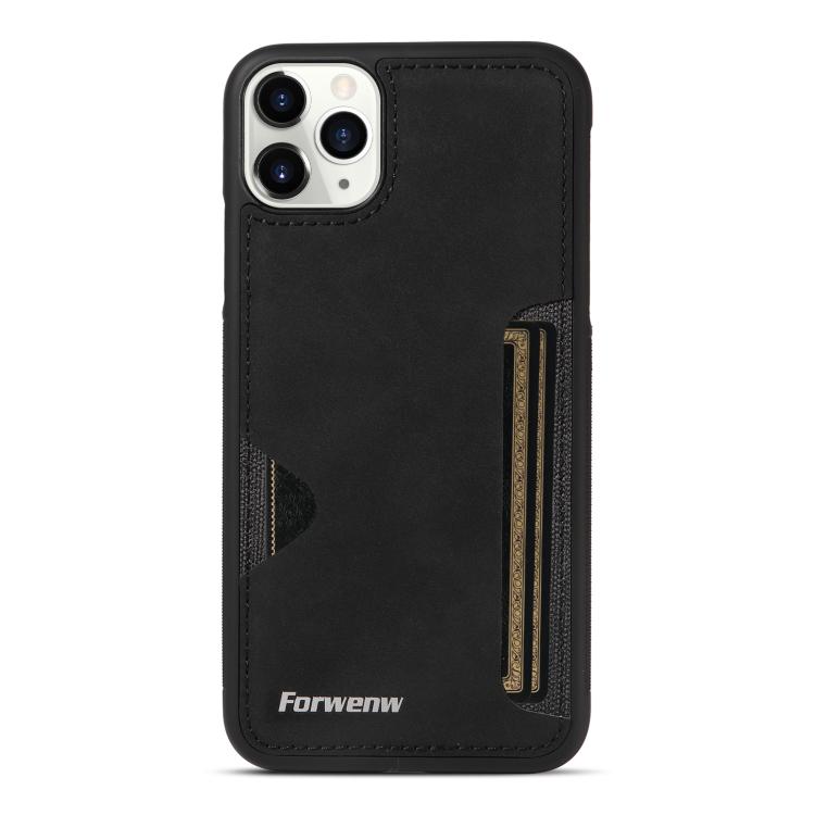 For iPhone 11 Pro Max Forwenw F5 Series Integrated Card Bag Phone Case(Black)