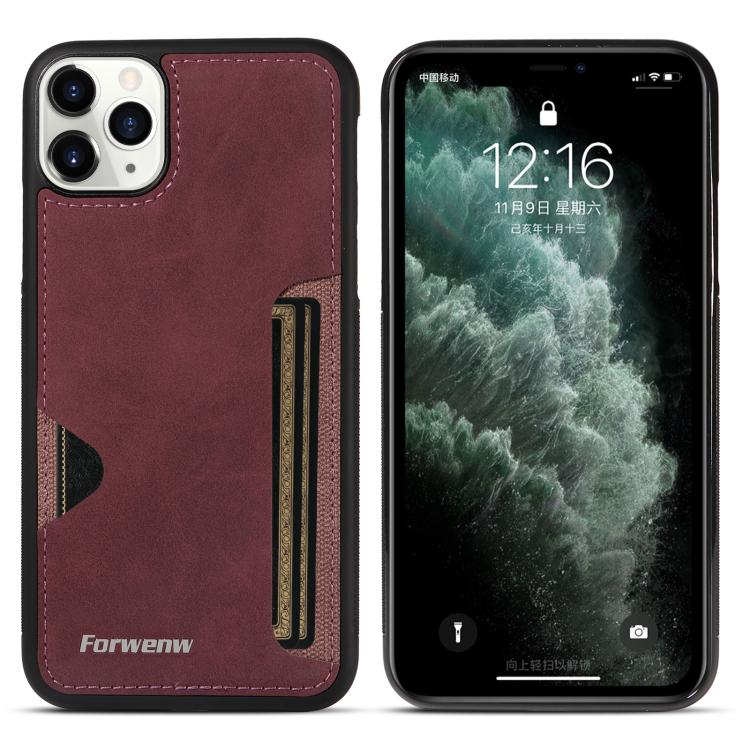 For iPhone 11 Pro Max Forwenw F5 Series Integrated Card Bag Phone Case(Red)