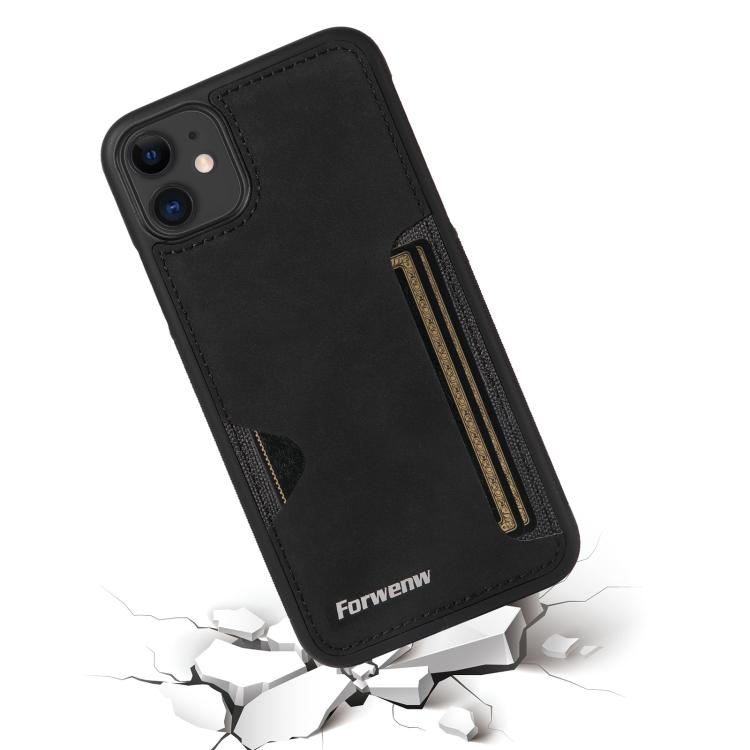 For iPhone 11 Forwenw F5 Series Integrated Card Bag Phone Case(Black)