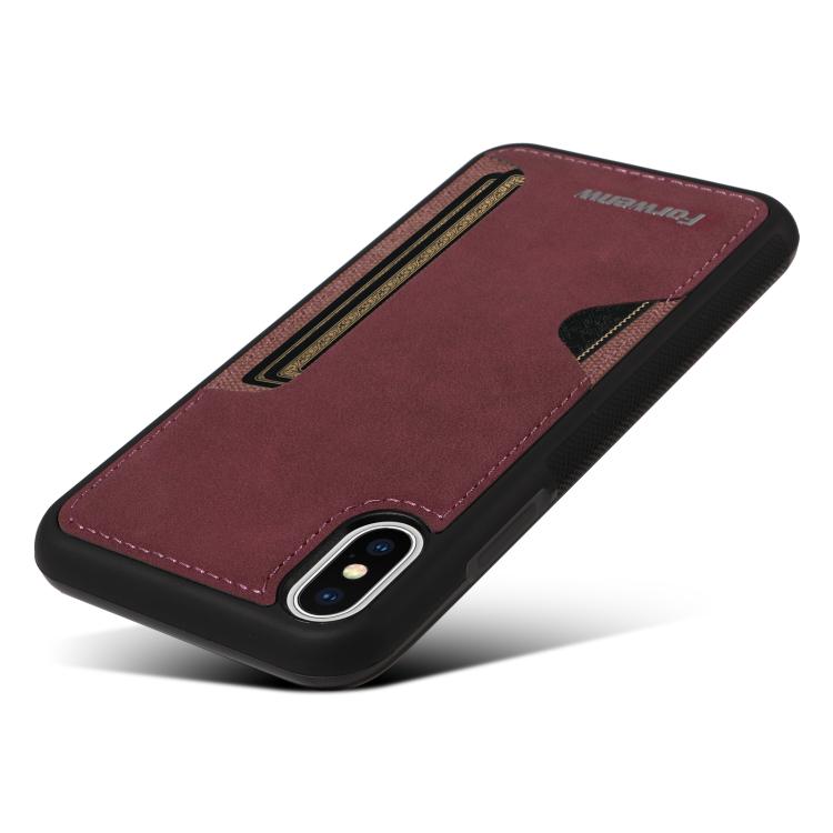 For iPhone X / XS Forwenw F5 Series Integrated Card Bag Phone Case(Red)