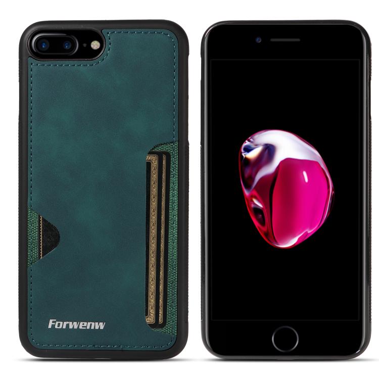 For iPhone 7 Plus / 8 Plus Forwenw F5 Series Integrated Card Bag Phone Case(Green)