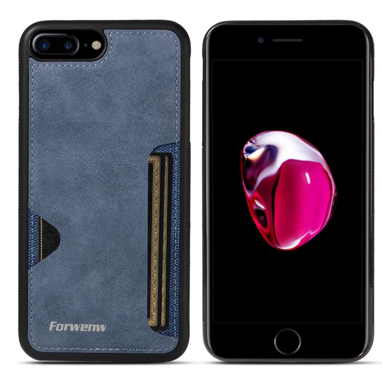 For iPhone 7 Plus / 8 Plus Forwenw F5 Series Integrated Card Bag Phone Case(Blue)