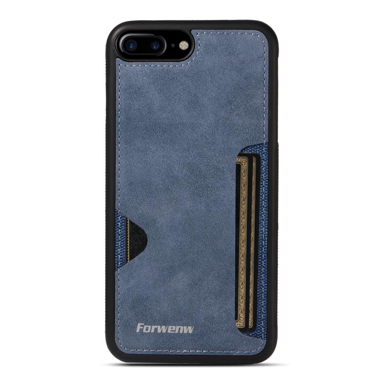 For iPhone 7 Plus / 8 Plus Forwenw F5 Series Integrated Card Bag Phone Case(Blue)