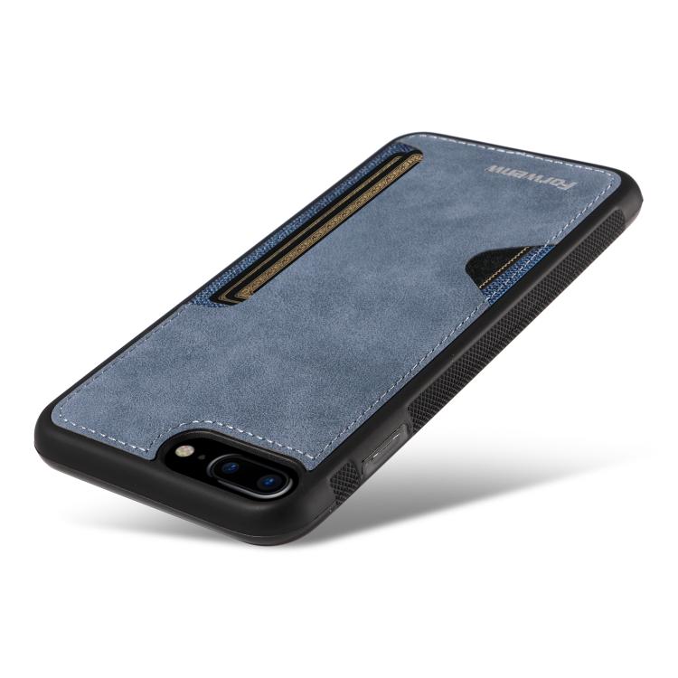 For iPhone 7 Plus / 8 Plus Forwenw F5 Series Integrated Card Bag Phone Case(Blue)