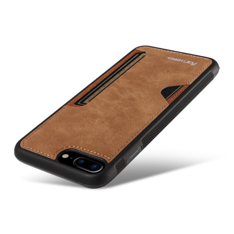 For iPhone 7 Plus / 8 Plus Forwenw F5 Series Integrated Card Bag Phone Case(Brown)
