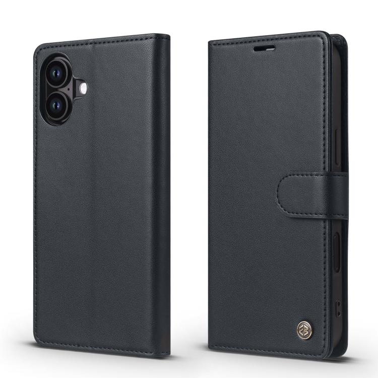 For iPhone 16 Plus Forwenw F6 Series RFID Leather Phone Case(Black)