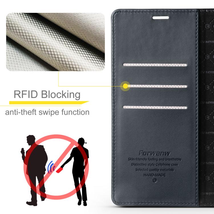 For iPhone 16 Forwenw F6 Series RFID Leather Phone Case(Black)