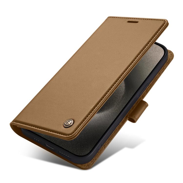 For iPhone 15 Pro Forwenw F6 Series RFID Leather Phone Case(Brown)